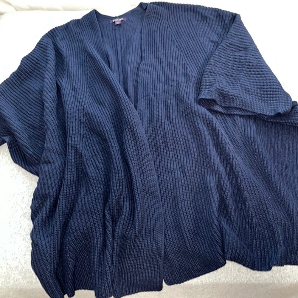 Roamans Chunky Knit Ragg Sweater Cardigan Plus Size 3X 4X Blue Coverup Beach